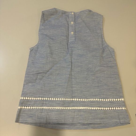 Women's Sleeveless Blue Top with White Accents Size XSP - Picture 2 of 6